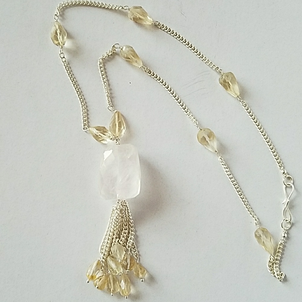Lemon Quartz Rose Quartz Necklace